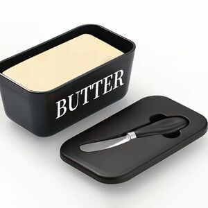 {NEW} Black Butter Dish with Knife